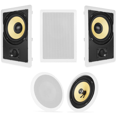 VM Audio Elux 8" 5.1 Surround Sound System - 3) In Wall + 2) Ceiling Speakers