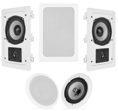VM AUDIO Shaker 5.25" 5.1 Full Surround Sound System - 3 In Wall and 2 Ceiling