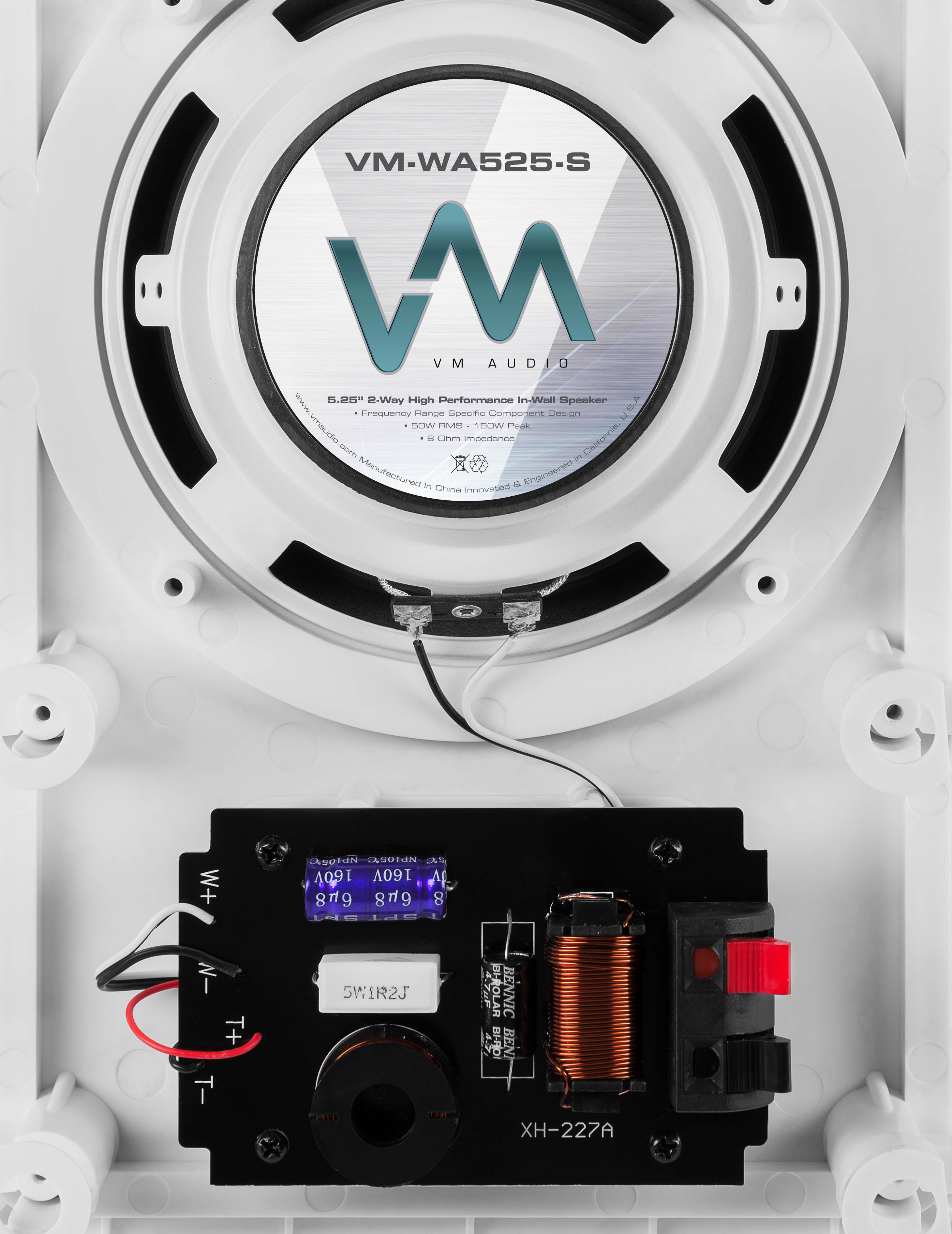 VM AUDIO Shaker 5.25" 5.1 Full Surround Sound System - 3 In Wall and 2 Ceiling