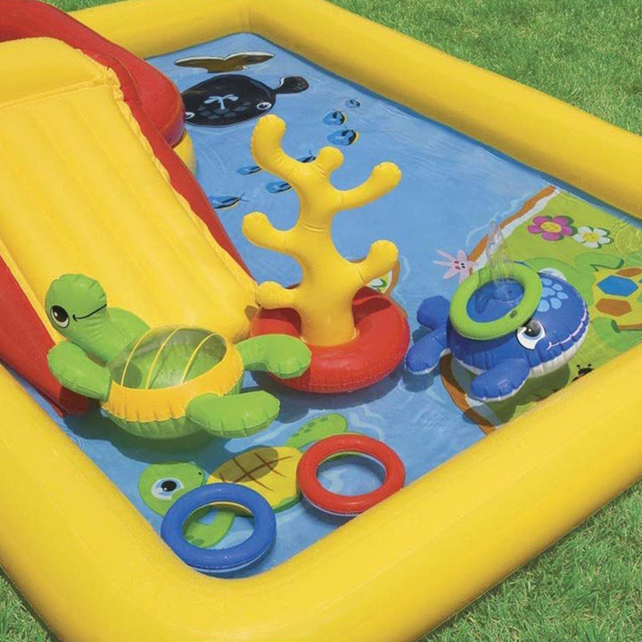 Intex 100x77 Inch Inflatable Ocean Play Center & 8.5x5.75 Inch Pool for 2-3 Kids