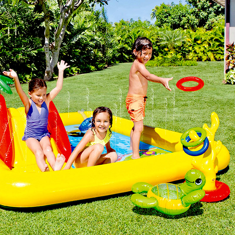 Intex 100x77 Inch Inflatable Ocean Play Center & 8.5x5.75 Inch Pool for 2-3 Kids