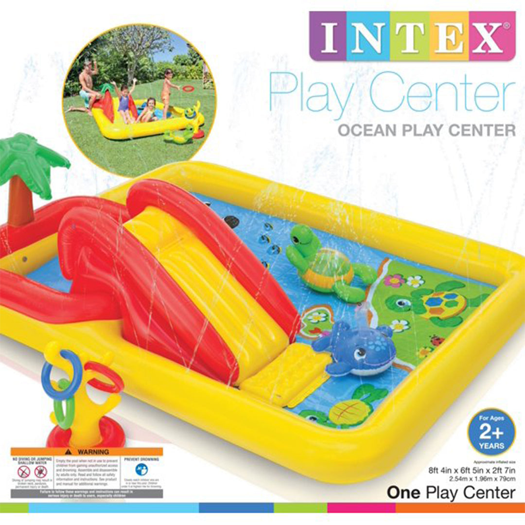 Intex Ocean Play Center Kids Inflatable Wading Pool - 57454EP (Open Box) - VMInnovations