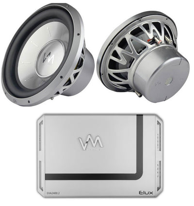 2) VM Audio EXW10 Elux 10" Car DVC Subwoofers + 2400 Watt 2-Channel Amplifier