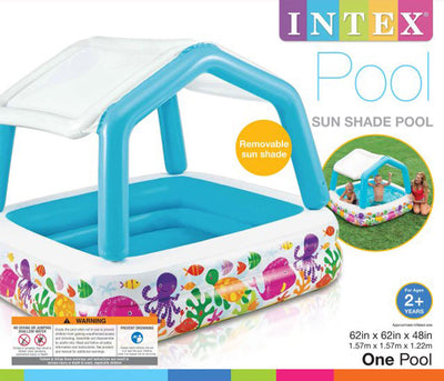 Intex 5ft x 48in Sun & Shade Inflatable Kids Swimming Pool w/ Canopy + Pump