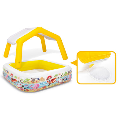 Intex Inflatable Ocean Scene Sun Shade Kids Swimming Pool With Canopy (Used) - VMInnovations
