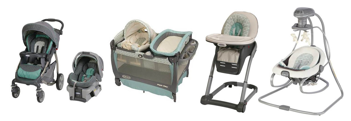 Graco Winslet Stroller, Car Seat, Pack n Play Playard, High Chair,& Rocker Combo