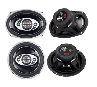 2) Boss P694C 6x9" 800W, 2) 6.5" 400W 4-Way Car Speakers & R1004 400W 4-Ch Amp