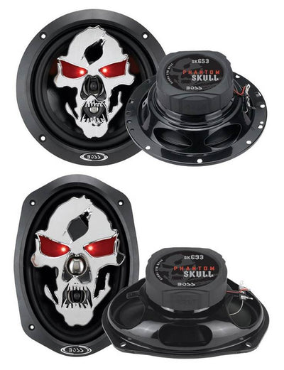 2) Boss SK653 6.5" 350W + 2) SK693 6x9" 600W 3-Way Car Speakers + R1004 400W Amp