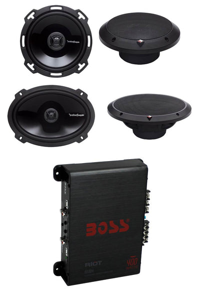 2) Rockford Fosgate P1650 6.5" 110W + 2) 6x9" 150W 2-Way Car Speakers + 400W Amp