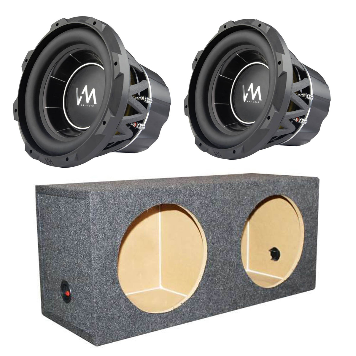 2) VM Audio ECW120 Encore 12" Subwoofers + Q-POWER Dual Sealed Sub Box Enclosure