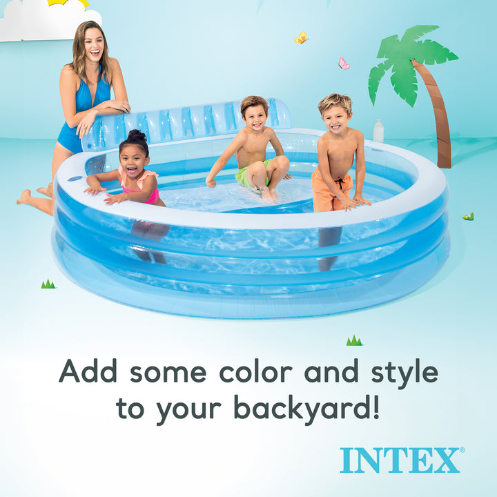 Intex Swim Center Inflatable Family Lounge Pool with built in Bench (Used)