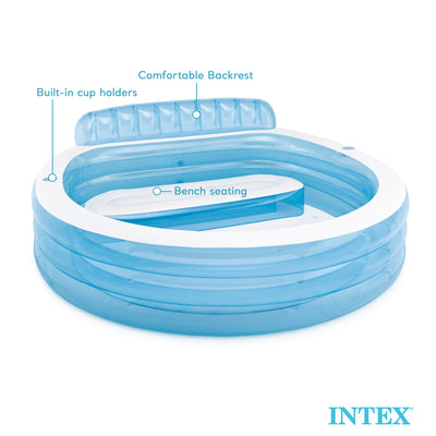 Intex Swim Center Inflatable Family Lounge Pool with built in Bench (Open Box)