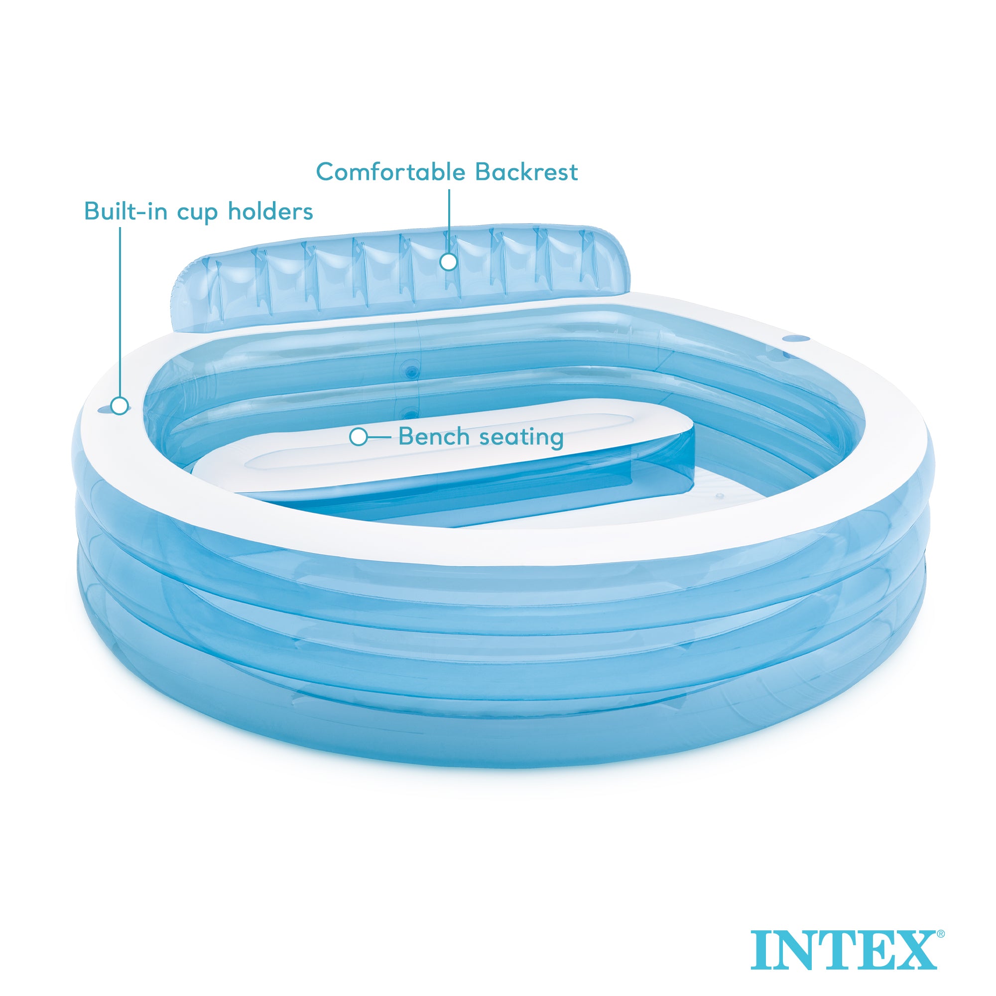Intex Swim Center Inflatable Family Lounge Pool with built in Bench (Used) - VMInnovations