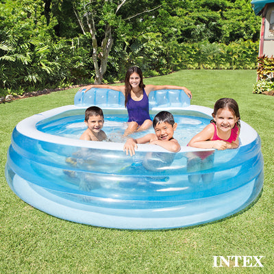Intex Swim Center Inflatable Family Lounge Pool with built in Bench (Used) - VMInnovations