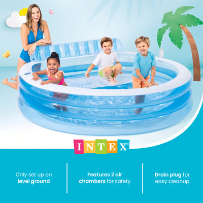 Intex Swim Center Inflatable Family Lounge Pool with built in Bench (Open Box)