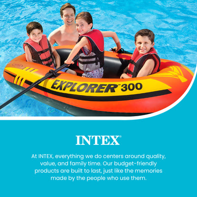 Intex Explorer Compact Inflatable Fishing 3 Person Raft w/ Pump & Oars (Used)