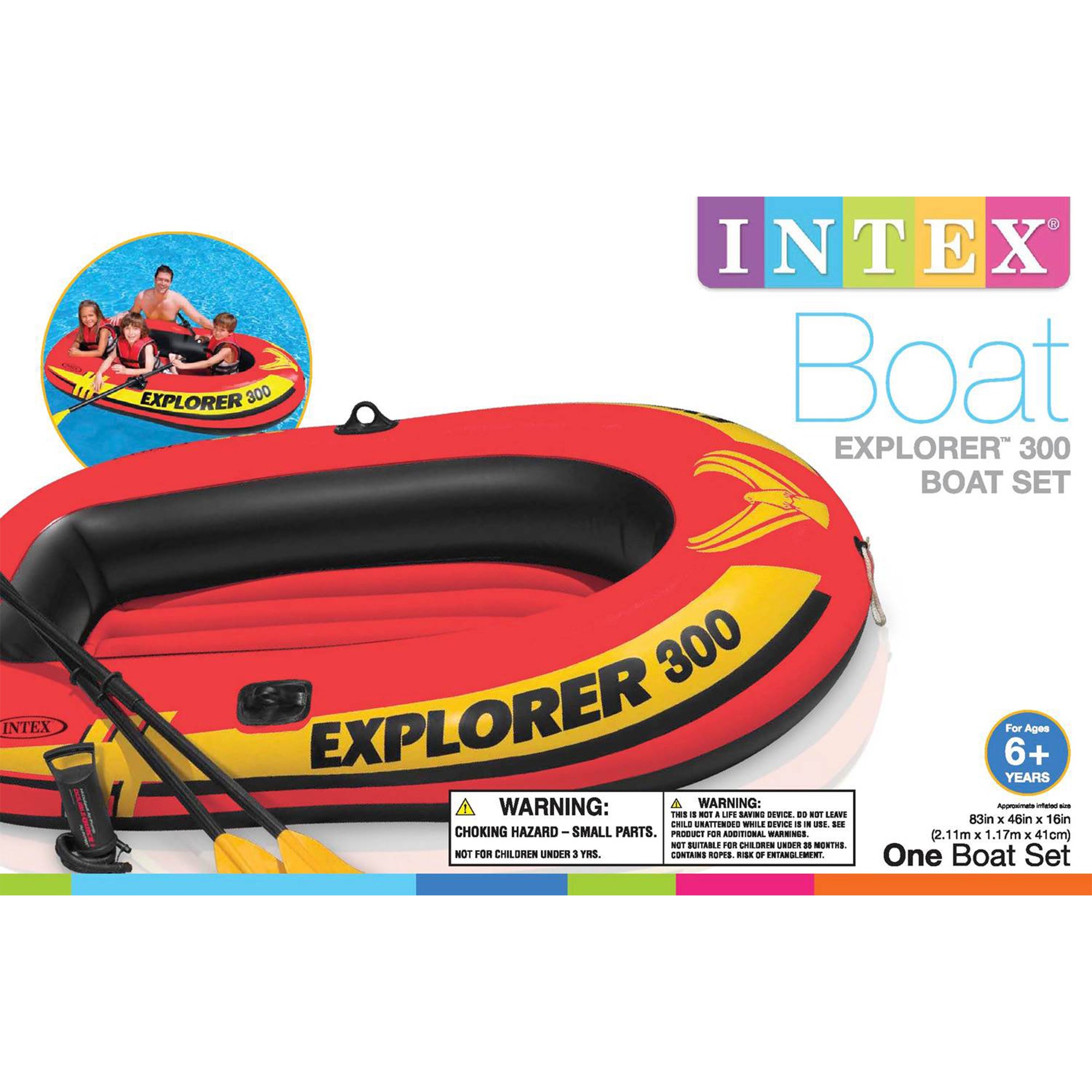 Intex 300 Compact Inflatable Fishing 3 Person Raft Boat w/ Pump & Oars(Open Box)