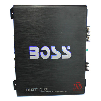 Boss Riot 1100 Watt Monoblock Car Amplifier with 4 Gauge Installation Wiring Kit