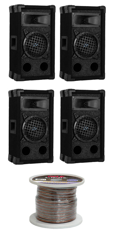 4) VM Audio VAS35P 400 Watt 2 Way 5.25" Passive Loud Speakers + 100 FT Wire