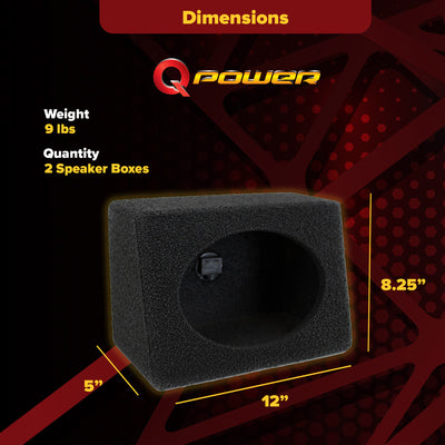 Crunch 6 x 9 Inch Coaxial Speakers with QPower Wedge Speaker Box Enclosures