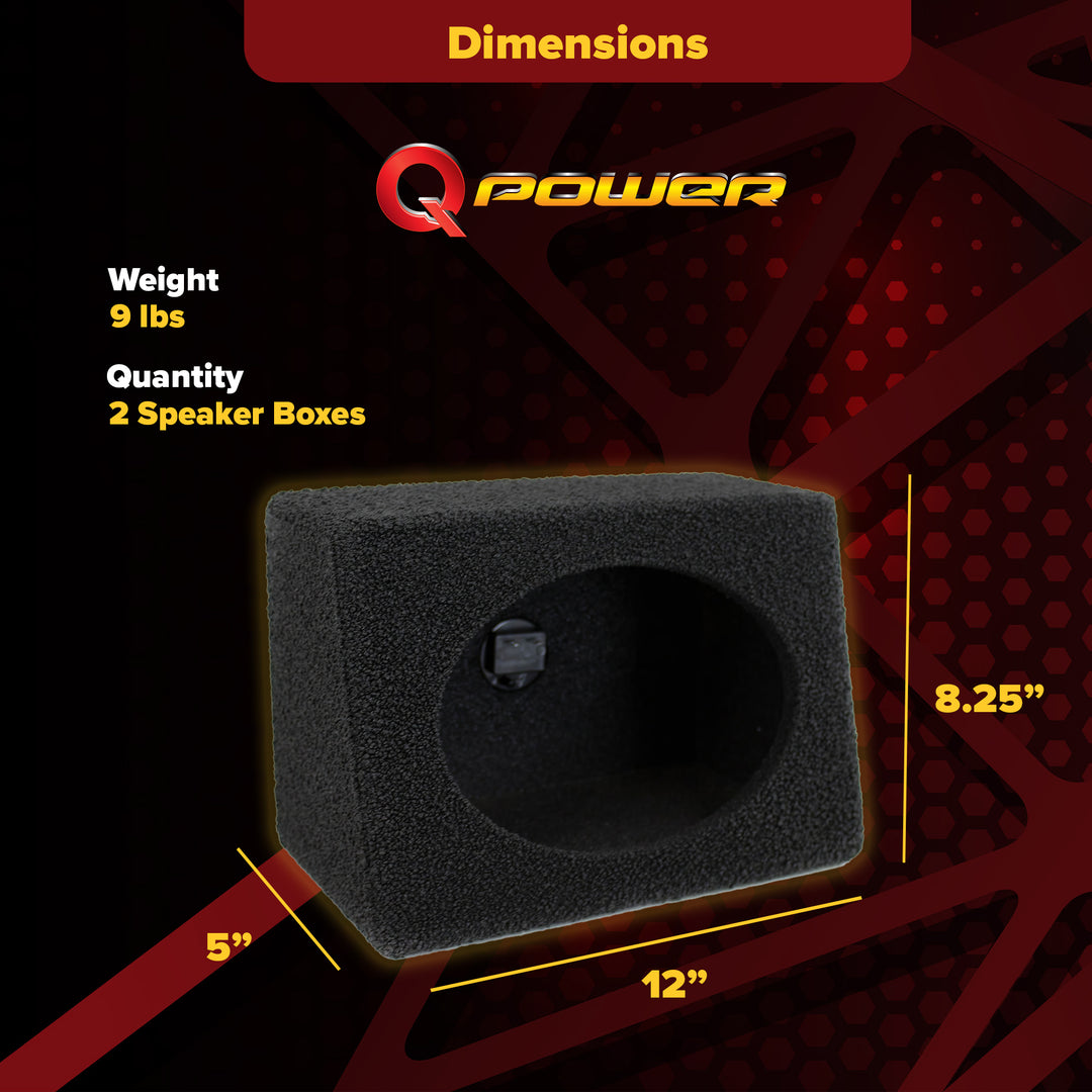 Q-POWER Q-Bomb 6x9" Car Wedge Speaker Boxes with Bedliner Spray, Pair (Open Box)