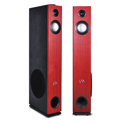VM Audio EXAT10 Cherry/Black Powered Bluetooth Tower Speakers Pair (Open Box)