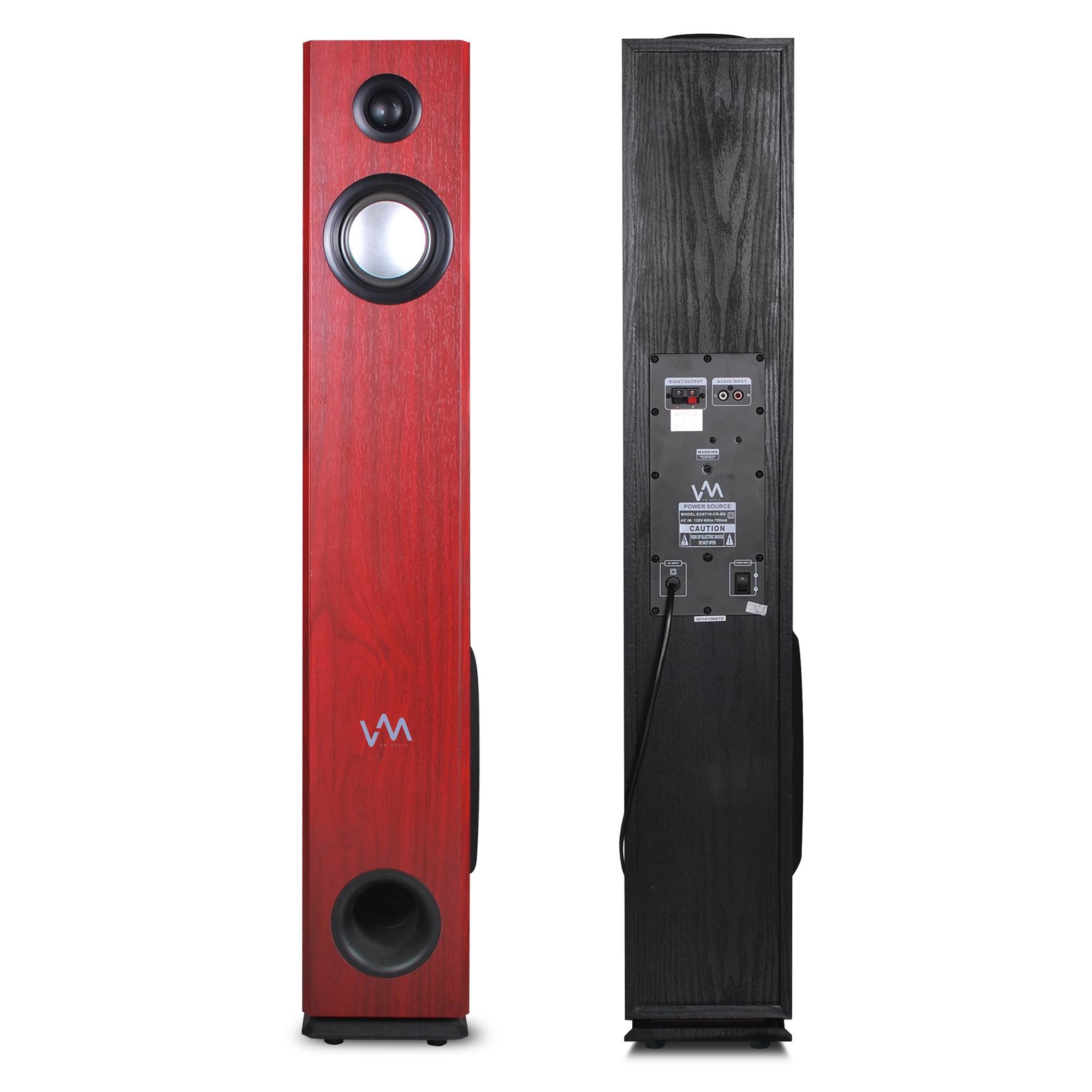 VM Audio EXAT10 Cherry/Black Powered Bluetooth Tower Speakers Pair (Open Box)