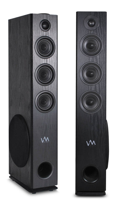 VM Audio EXAT31 Black Floorstanding Powered Bluetooth Tower Speakers Pair (Used)