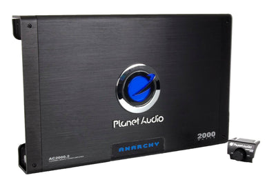 Planet Audio AC2000.2 2000W 2-Ch Car Amp + Remote + 2 Farad Capacitor + Amp Kit