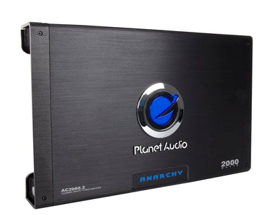 Planet Audio AC2000.2 2000W 2-Ch Car Amp + Remote + 2 Farad Capacitor + Amp Kit