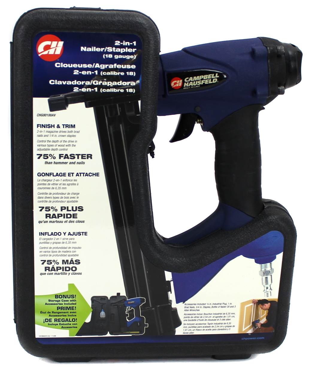 Campbell Hausfeld CHG00100AV 1-1/4 Brad Nailer/Stapler 2-In-1 Kit w/Case (USED)