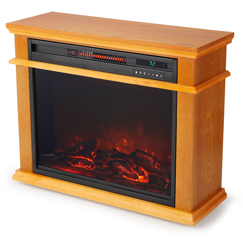 LifeSmart LifePro 1500W Portable Electric Infrared Quartz Indoor Fireplace, Oak