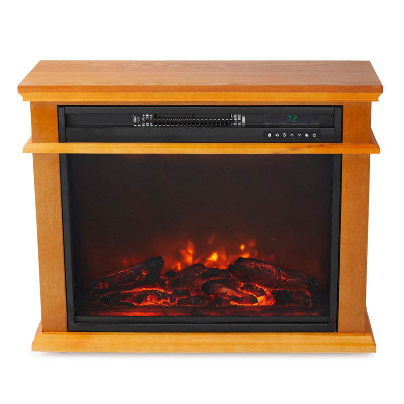 LifeSmart LifePro 1500W Portable Electric Infrared Quartz Indoor Fireplace, Oak