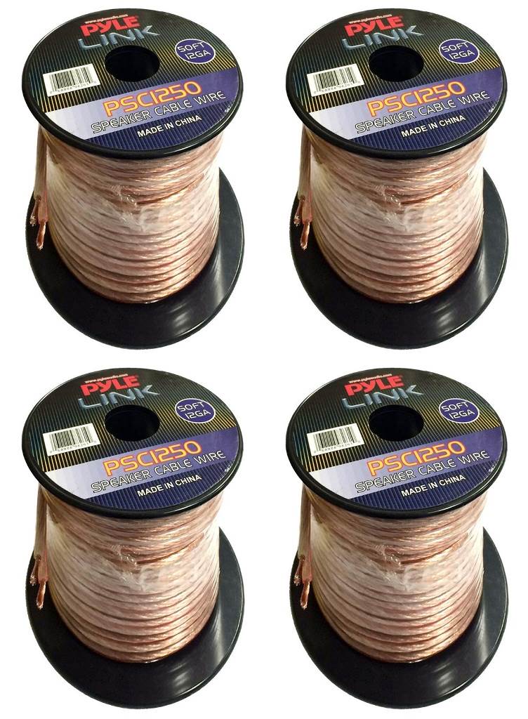 4) New Pyle PSC1250 50 ft.12 Gauge Spool High Quality Audio Speaker Zip Wire
