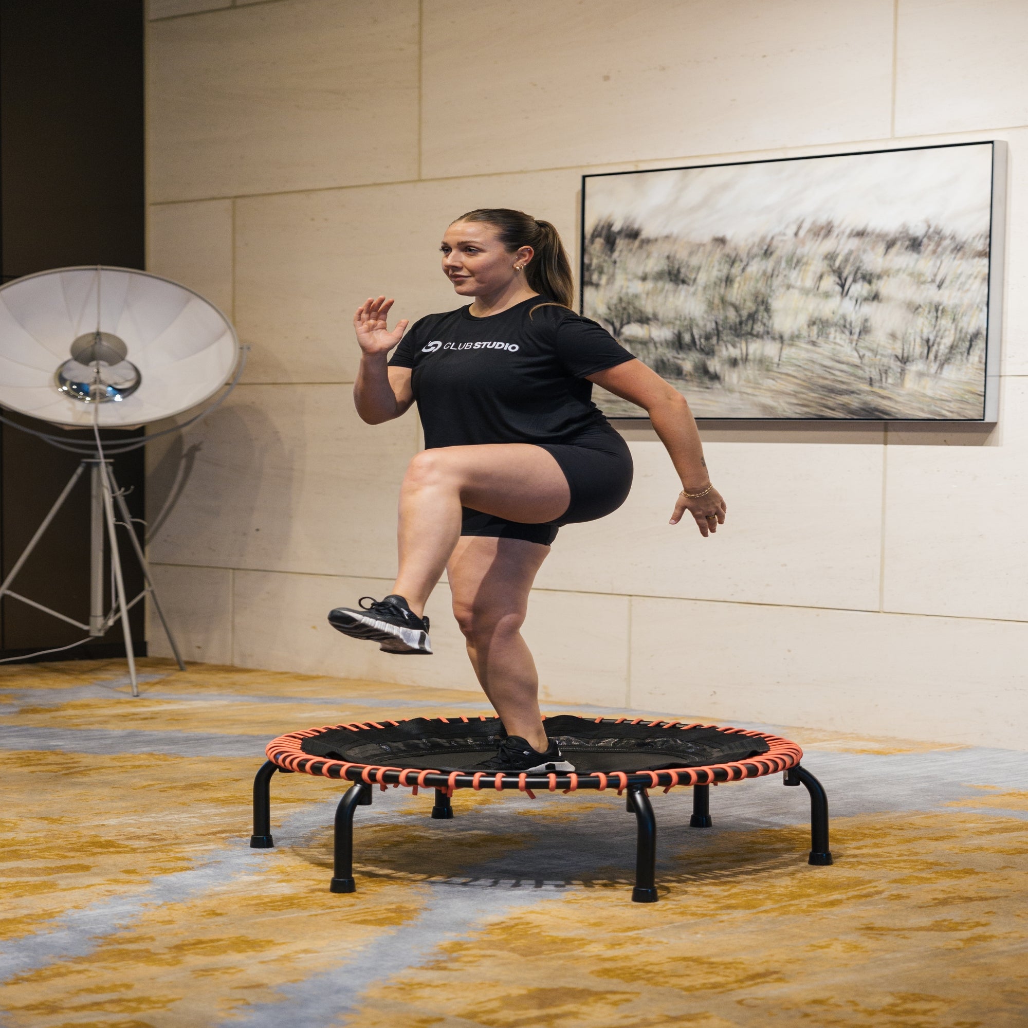 JumpSport 350 PRO 39" Fitness Trampoline with Pink EnduroLast Cords(Open Box) - VMInnovations