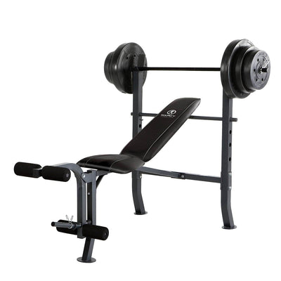 Marcy Standard Bench w/ 100 lb Weight Set Home Gym Workout Equipment - Used