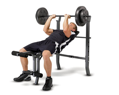 Marcy Standard Bench w/ 100 lb Weight Set Home Gym Workout Equipment - Used