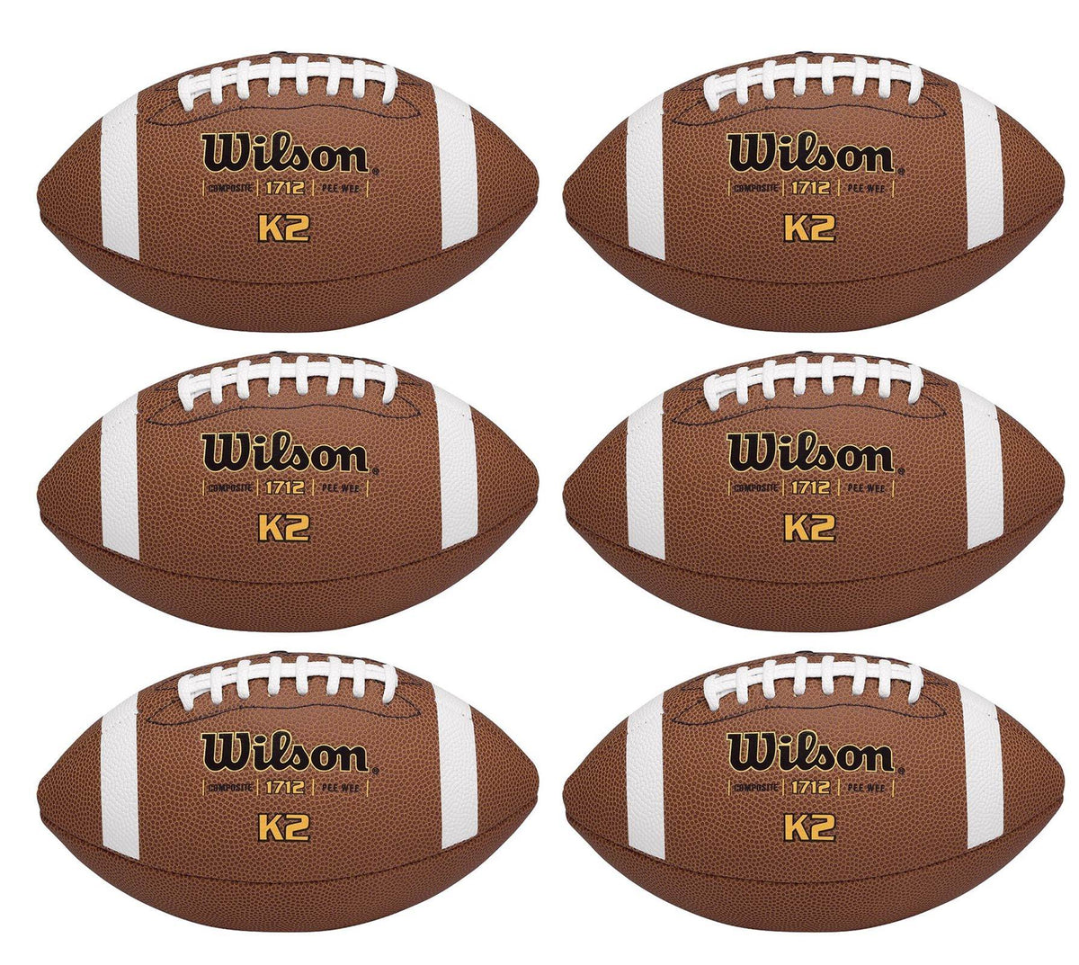 (6) WILSON K2 Pee-Wee Size Soft Composite Leather Game Sport Footballs | WTF1712