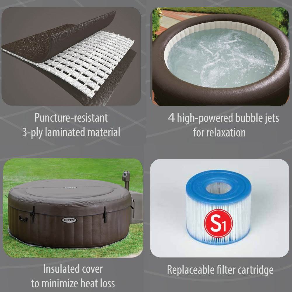 Intex Pure Spa 4-Person Inflatable Heated Jet Massage Hot Tub 28423E - Open Box