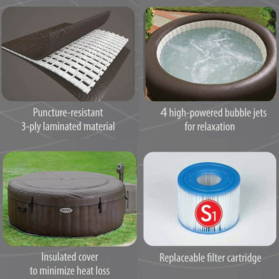 Intex Pure Spa 4-Person Inflatable Heated Jet Massage Hot Tub 28423E - Open Box