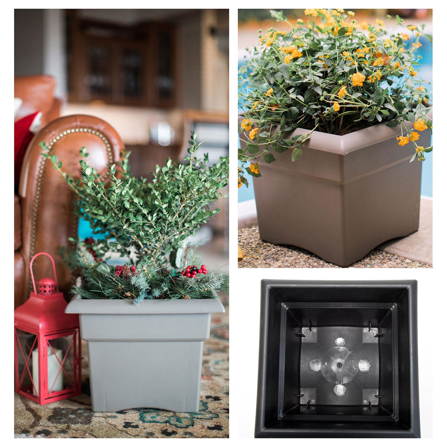 Bloem 14" Veranda Square Polyethylene Patio Deck Box Planter, Black (Open Box)