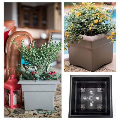 Bloem 14" Veranda Square Polyethylene Patio Deck Box Planter, Black (Open Box)