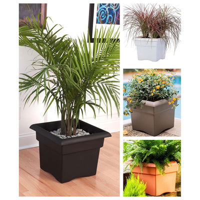 Bloem 14" Veranda Square Polyethylene Patio Deck Box Planter, Black (Open Box)