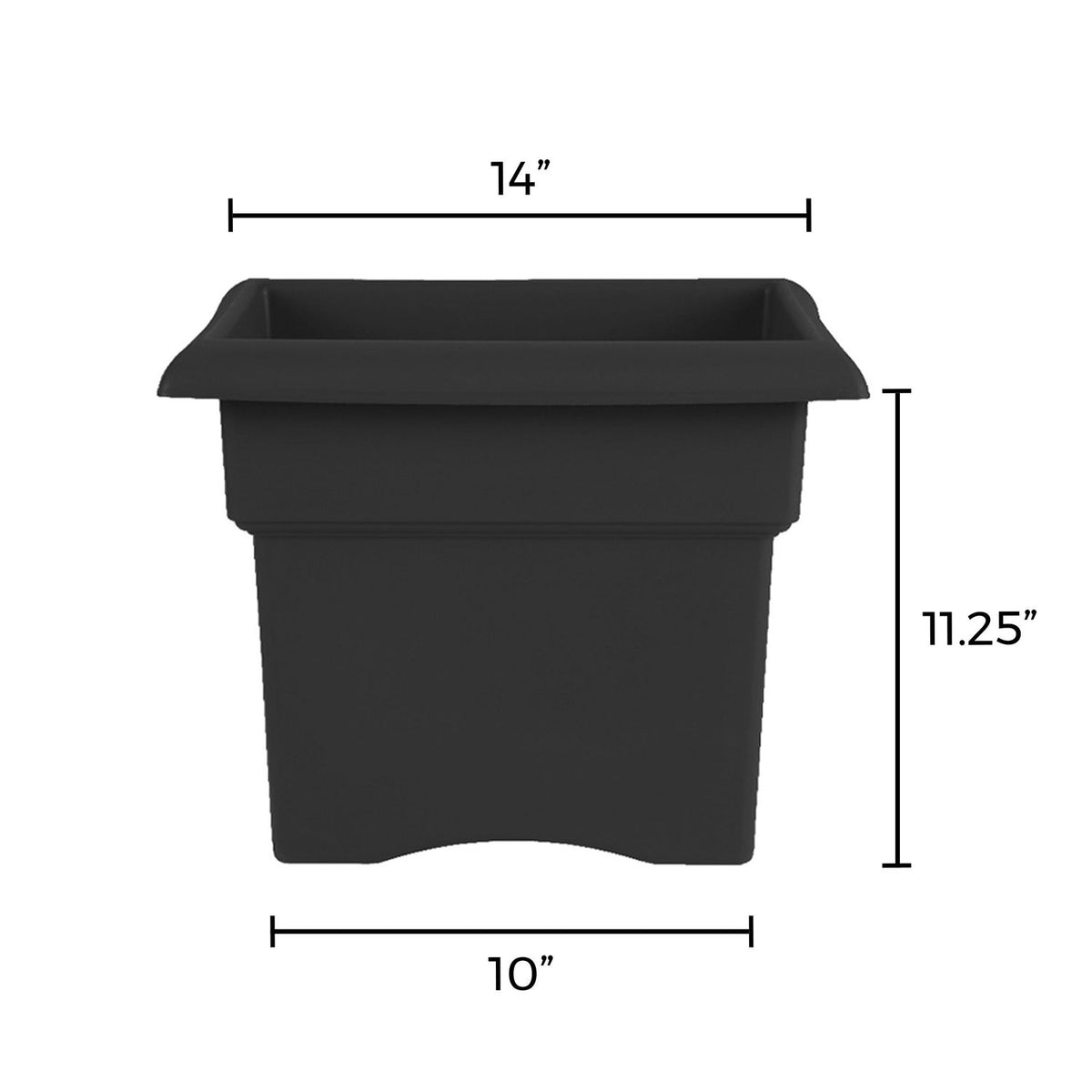 Bloem 14" Veranda Square Polyethylene Patio Deck Box Planter, Black (Open Box)