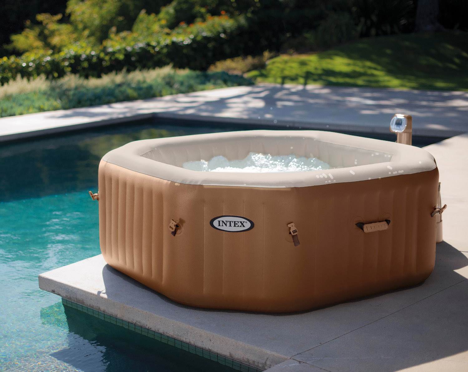 Intex Pure Spa 4-Person Inflatable Portable Octagon Heated Bubble Hot Tub|28413E
