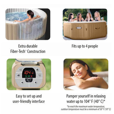 Intex Pure Spa 4-Person Inflatable Portable Octagon Heated Bubble Hot Tub|28413E