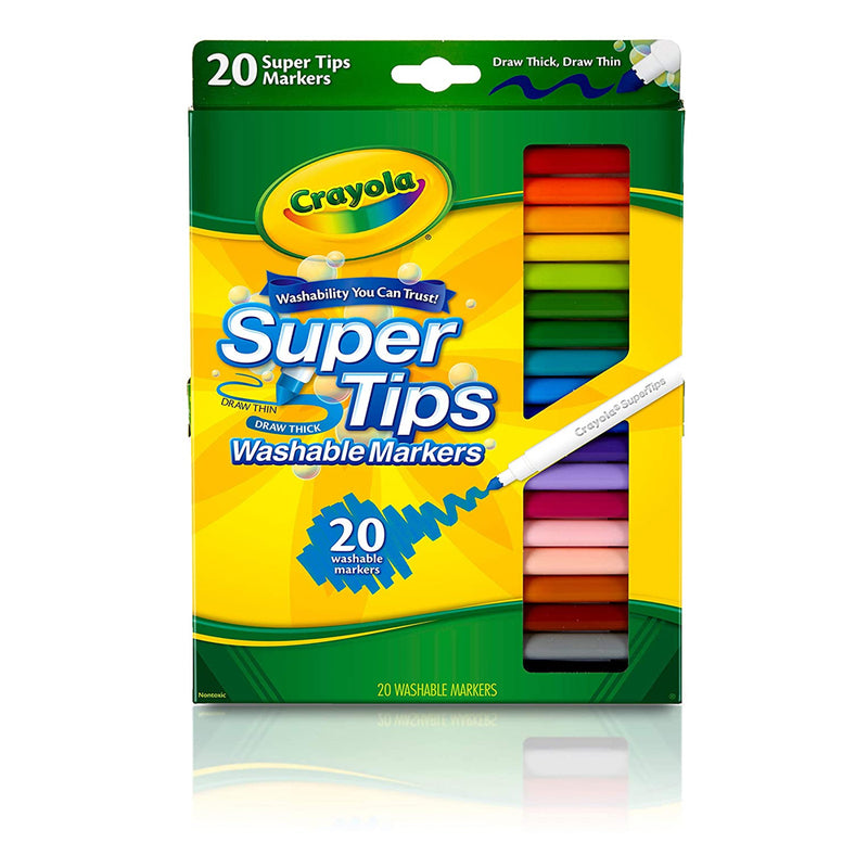 Crayola Versatile Super Tips Vibrant Colorful Washable Markers Pack, (24 Pack)