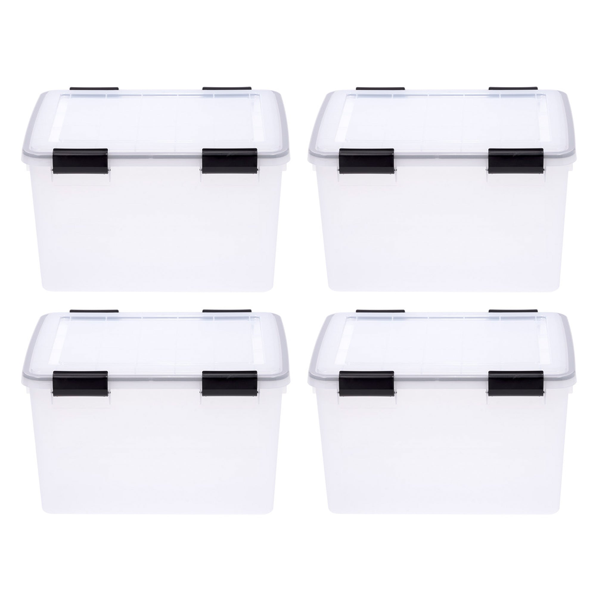 IRIS USA 43 Qt Plastic Gasket Box Storage Container with Latching Buckle, 4 Pack
