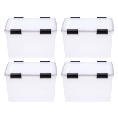 IRIS USA 43 Qt Plastic Gasket Box Storage Container with Latching Buckle, 4 Pack