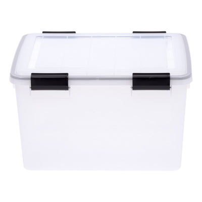 IRIS USA 43 Qt Plastic Gasket Box Storage Container with Latching Buckle, 4 Pack